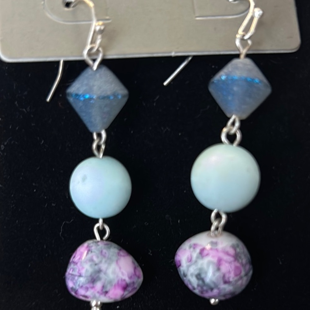 Chico's Blue and Purple Dangle Earrings - Picture 2 of 2